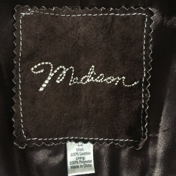 Madison Suede (100% Leather) Brown Jacket, Size 12 - Picture 3 of 7